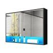 Bathroom Mirror Cabinet Medicine Shaving Shaver Cupboard Wall Storage Organiser Shelves Furniture with LED Lights Doors Black