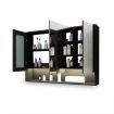 Bathroom Mirror Cabinet Medicine Shaving Shaver Cupboard Wall Storage Organiser Shelves Furniture with LED Lights Doors Black