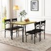 5 Piece Dining Table and Chairs Set Kitchen Room 4 Seater Wood Breakfast Bar Pub Counter Stool Outdoor Backrest Oak Black