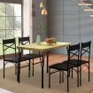 5 Piece Dining Table and Chairs Set Kitchen Room 4 Seater Wood Breakfast Bar Pub Counter Stool Outdoor Backrest Oak Black