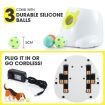 Dog Ball Launcher Automatic Thrower Fetch Throwing Machine Adjustable Distance 3 Coloured Silicone Balls Waterproof Dirt Resistant Petscene