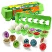 Dinosaur Matching Eggs Kids 12 P Early Learning and Educational STEM Fun Teaches Sorting and Fine Motor Skills Recognition, Easter Gift Age 3+