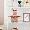Bulldog Statue Key Bowl for Entryway Table Resin Storage Tray Modern Style Decorations for Home Table-Pink