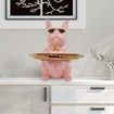 Bulldog Statue Key Bowl for Entryway Table Resin Storage Tray Modern Style Decorations for Home Table-Pink