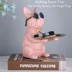 Bulldog Statue Key Bowl for Entryway Table Resin Storage Tray Modern Style Decorations for Home Table-Pink