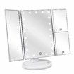 Tri-Fold Lighted Vanity Mirror with 22 LED Lights Touch Screen 3X/2X/1X Magnification Make Up Mirror-White
