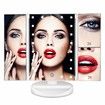Tri-Fold Lighted Vanity Mirror with 22 LED Lights Touch Screen 3X/2X/1X Magnification Make Up Mirror-White