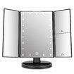 Tri-Fold Lighted Vanity Mirror with 22 LED Lights Touch Screen 3X/2X/1X Magnification Make Up Mirror-Black
