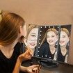 Tri-Fold Lighted Vanity Mirror with 22 LED Lights Touch Screen 3X/2X/1X Magnification Make Up Mirror-Black