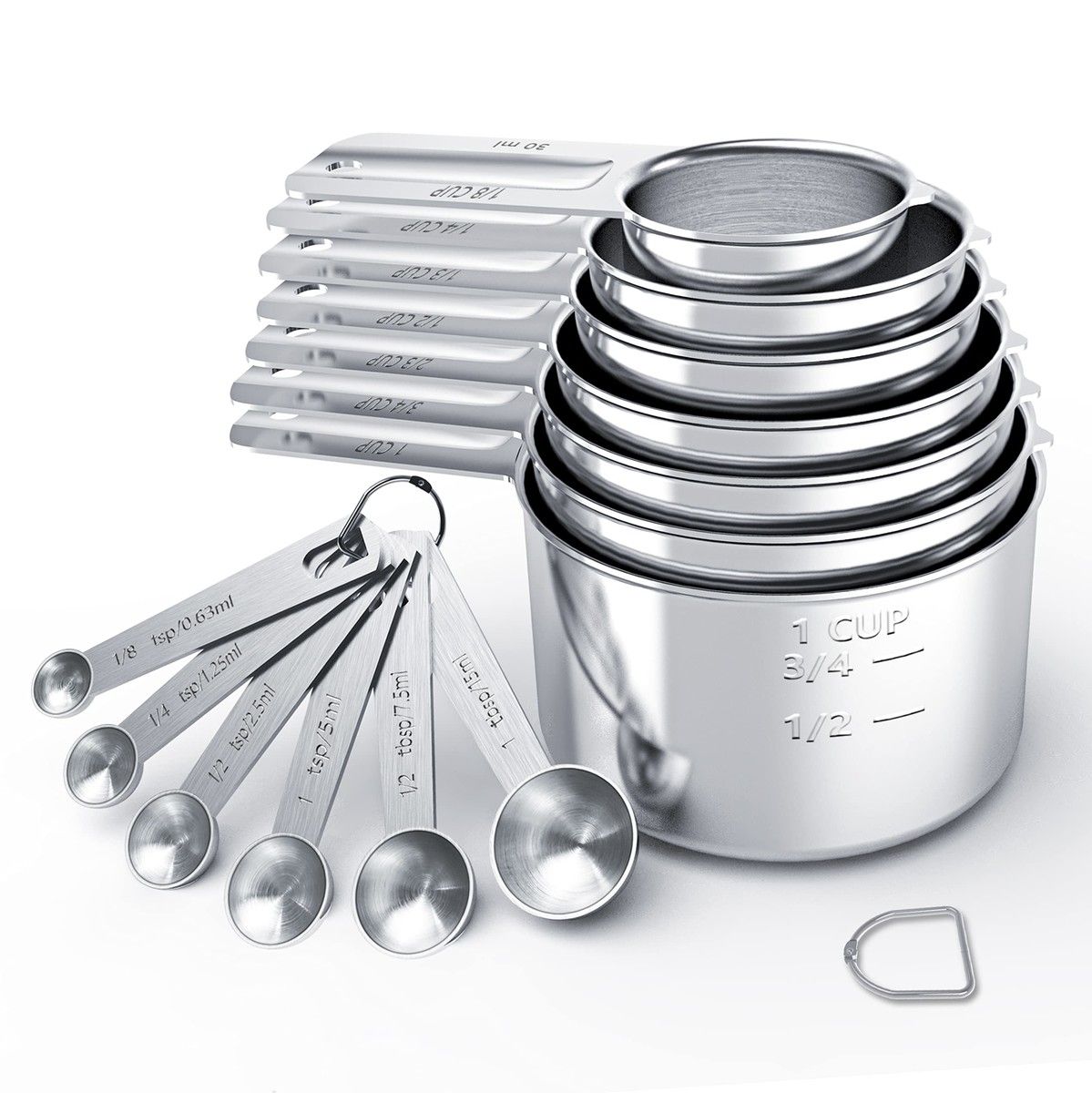 Stainless Steel Measuring Cups & Spoons Set,Cups and Spoons,Kitchen Gadgets for Cooking & Baking (7+6)