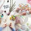 Spring Wood Bead Garland with Tassels and Bunny Tag, Colorful Rustic Wood Beads for Tiered Tray Decorations