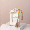 Spring Wood Bead Garland with Tassels and Bunny Tag, Colorful Rustic Wood Beads for Tiered Tray Decorations