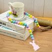 Spring Wood Bead Garland with Tassels and Bunny Tag, Colorful Rustic Wood Beads for Tiered Tray Decorations