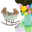 Rocking Laughing Rabbits in an Easter Egg Cradle Spring Easter Decor Rustic Vintage Bunnies Rabbit Statue