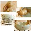 Rocking Laughing Rabbits in an Easter Egg Cradle Spring Easter Decor Rustic Vintage Bunnies Rabbit Statue