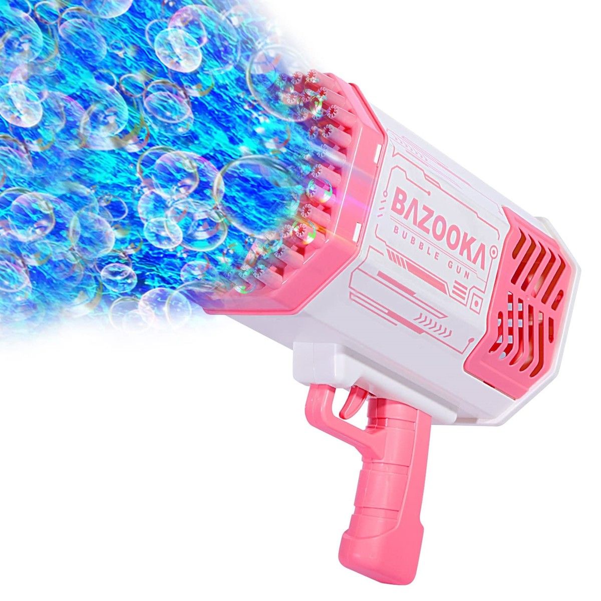 Bubble Machine Gun Pink Toys,69 Holes Bubble Guns with Thousands Bubbles and Colorful Lights,Cool Outdoor Toys Fun Gifts (Pink)