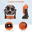 Portable Rechargeable Camping Fan with Light USB Powered 270° Rotation Battery Operated Tent Fan for Travel