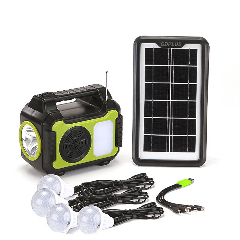 Power Station 6v 3.5W Solar Generator Panel Flashlights AUX FM MP3 PLAYER Radio 10K mAH Battery USB DC Outlets Outdoor Camping Emergency HurricaneFish