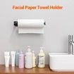 Paper Towel Holder Under Cabinet,Single Hand Operable Wall Mount Paper Towel Holder with Damping Effect,Self-Adhesive or Drilled for Kitchen Bathroom,Black
