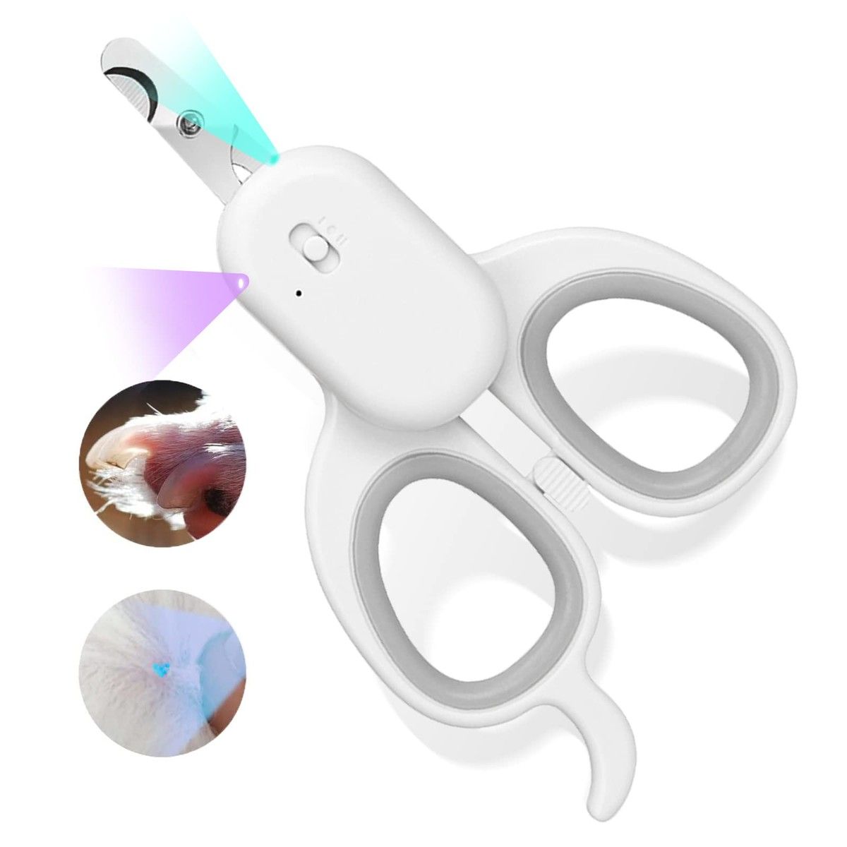 Pet Nail Clipper with LED & -U-V Light Claw Trimmer with Ultra LED Light for Dog Cat Small Animals-Grey