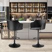 Bar Stool Set of 2 Black Dining Chairs Modern Kitchen Island Counter Breakfast Pub Backrest Armrests 360-Degree Swivel Metal PU Leather Height Adjustable