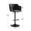 Bar Stool Set of 2 Black Dining Chairs Modern Kitchen Island Counter Breakfast Pub Backrest Armrests 360-Degree Swivel Metal PU Leather Height Adjustable
