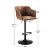 2pcs Bar Stool Set Kitchen Island Dining Chairs Breakfast Counter Pub Modern Swivel Tall Backrest Armrests Brown Height Adjustable Metal PU Leather