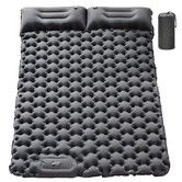 Double Sleeping Pad for Camping,Inflatable Ultra-Thick Self Inflating Camping Pad 2 Person with Pillow Built-in Foot Pump Camping Sleeping Mat (Grey)