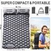 Double Sleeping Pad for Camping,Inflatable Ultra-Thick Self Inflating Camping Pad 2 Person with Pillow Built-in Foot Pump Camping Sleeping Mat (Grey)