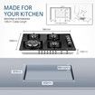 Maxkon Gas Cooktop Cooker 4 Burners Stove Tops 60cm Cook Hobs Stovetop NG LPG Glass Surface Knobs Black