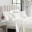 4 Piece Satin Bedding Sheet Pillowcase Sets Luxury Rich Silk Silky Super Soft Solid Color Reversible Stain-Resistant Wrinkle Free (White)