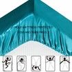 4 Piece Satin Bedding Sheet Pillowcase Sets Luxury Rich Silk Silky Super Soft Solid Color Reversible Stain-Resistant Wrinkle Free (Teal)