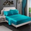 4 Piece Satin Bedding Sheet Pillowcase Sets Luxury Rich Silk Silky Super Soft Solid Color Reversible Stain-Resistant Wrinkle Free (Teal)