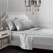 4 Piece Satin Bedding Sheet Pillowcase Sets Luxury Rich Silk Silky Super Soft Solid Color Reversible Stain-Resistant Wrinkle Free (Light Grey)