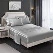 4 Piece Satin Bedding Sheet Pillowcase Sets Luxury Rich Silk Silky Super Soft Solid Color Reversible Stain-Resistant Wrinkle Free (Light Grey)
