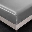 4 Piece Satin Bedding Sheet Pillowcase Sets Luxury Rich Silk Silky Super Soft Solid Color Reversible Stain-Resistant Wrinkle Free (Light Grey)