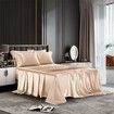 4 Piece Satin Bedding Sheet Pillowcase Sets Luxury Rich Silk Silky Super Soft Solid Color Reversible Stain-Resistant Wrinkle Free (Khaki)
