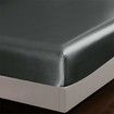 4 Piece Satin Bedding Sheet Pillowcase Sets Luxury Rich Silk Silky Super Soft Solid Color Reversible Stain-Resistant Wrinkle Free (Dark Grey)