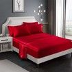 4 Piece Satin Bedding Sheet Pillowcase Sets Luxury Rich Silk Silky Super Soft Solid Color Reversible Stain-Resistant Wrinkle Free (Burgundy Red)
