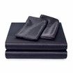 4 Piece Satin Bedding Sheet Pillowcase Sets Luxury Rich Silk Silky Super Soft Solid Color Reversible Stain-Resistant Wrinkle Free (Black)