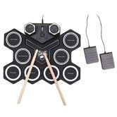 Digital Drum Kit Portable Electronic 9 Pads Roll Up Practice USB Percussion Speakers Pedals Drumsticks Beginner Music Instrument