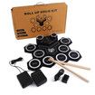 9 Pad Digital Drum Kit Portable Roll-Up Drum Pad Tabletop Drum Set Built-in Dual Stereo Speakers Electric Drums-Black