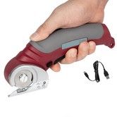 Scissors Cordless Electric Fabric Cutter 4.2V Rotary Safety Lock Cardboard MultiCutting Carpet Leather Felt Storage Box Red