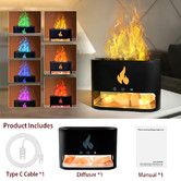 Fireplace Humidifier Crystal Salt Rock Fire Lamp Volcano Air Humidifier Flame Aroma Smell Essential Oil Diffuser for Home Color Black