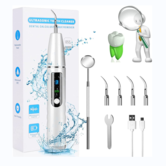 Electric Teeth Cleaner Kit, Plaque Remover for Teeth, Plaque and Tartar Remover Dental Tools with 4 Replaceable Heads and 1 Oral Mirror