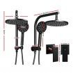 WELS Round 9 inch Rain Shower Head & Taps Set Bathroom Handheld Spray Bracket Rail Mat Black