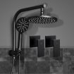 WELS Round 9 inch Rain Shower Head & Taps Set Bathroom Handheld Spray Bracket Rail Mat Black