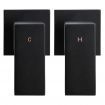 WELS Round 9 inch Rain Shower Head & Taps Set Bathroom Handheld Spray Bracket Rail Mat Black