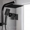 WELS Square 8 inch Rain Shower Head & Taps Set Bathroom Handheld Spray Bracket Rail Mat Black