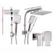 WELS Square 8 inch Rain Shower Head and Taps Set Bathroom Handheld Spray Bracket Rail Chrome